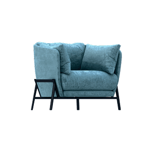 Blue Armchair with Iron Legs