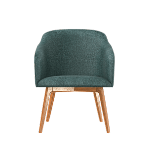Green Chair with Wooden Legs 60x100 cm